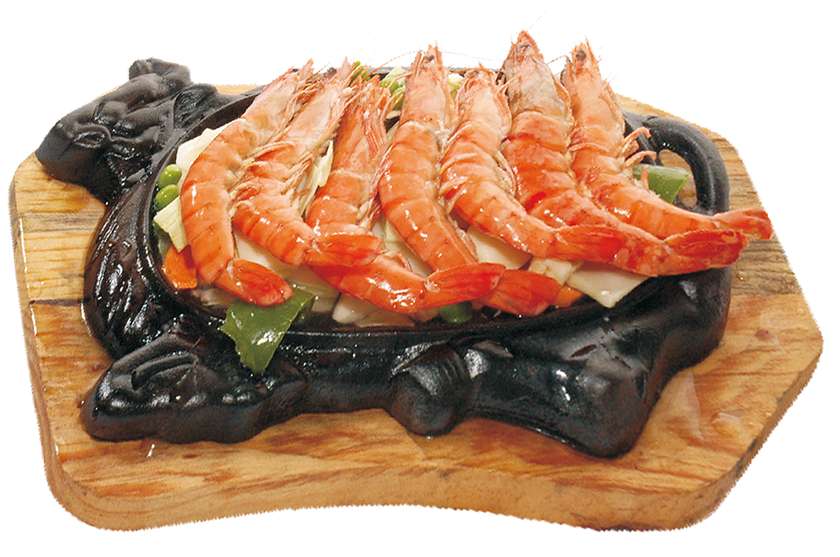 Shrimps on iron plate