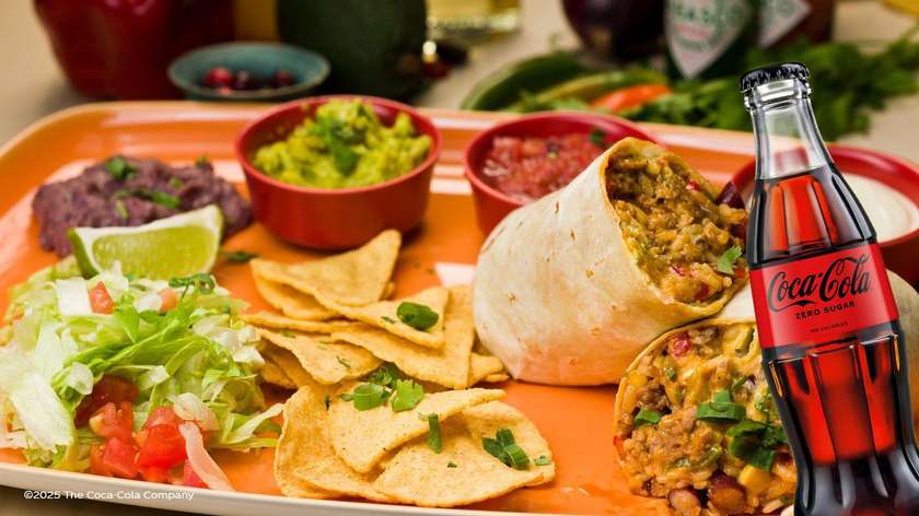 Chicken Burritos with a drink