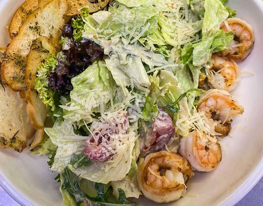 Caesar salad with shrimp