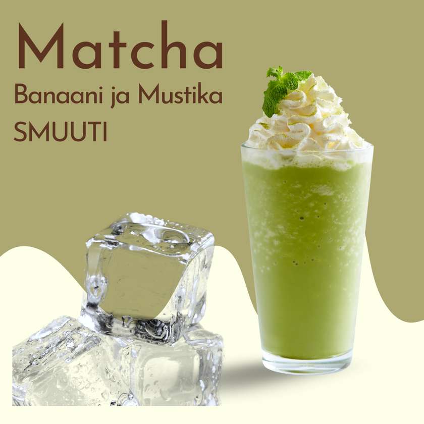 Organic Japanese Matcha Smoothie with real Banana and Wildblueberry. 450 ml.