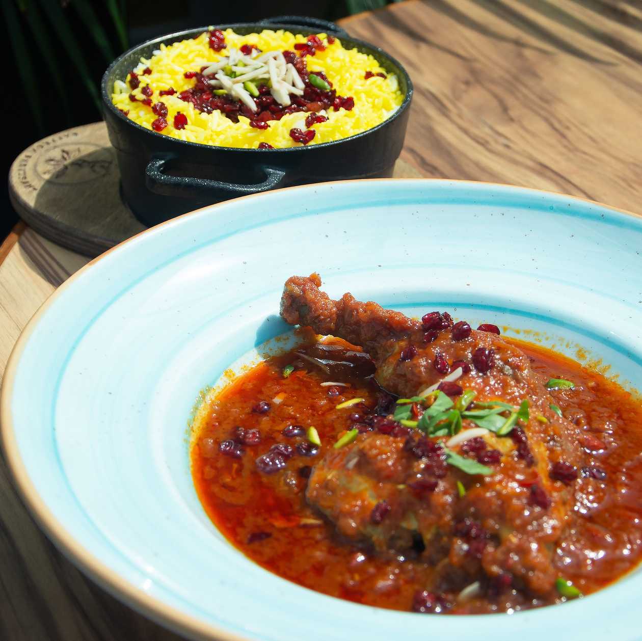 Fried Chicken With Tomato Sauce with Rice- Zereshk Polo Morgh