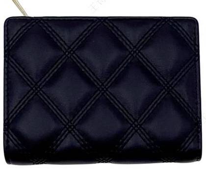 ქალის საფულე/Womens Diamond Pattern Quilted Bifold Short Zipper Wallet(Black)