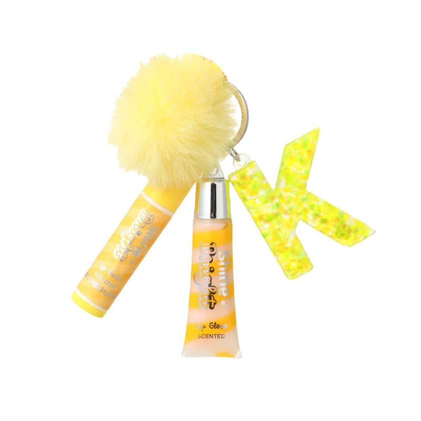 საბავშვო ტუჩის მოვლის ნაკრები/Dessert Theme Letter Design Lip Care Keychain (K)