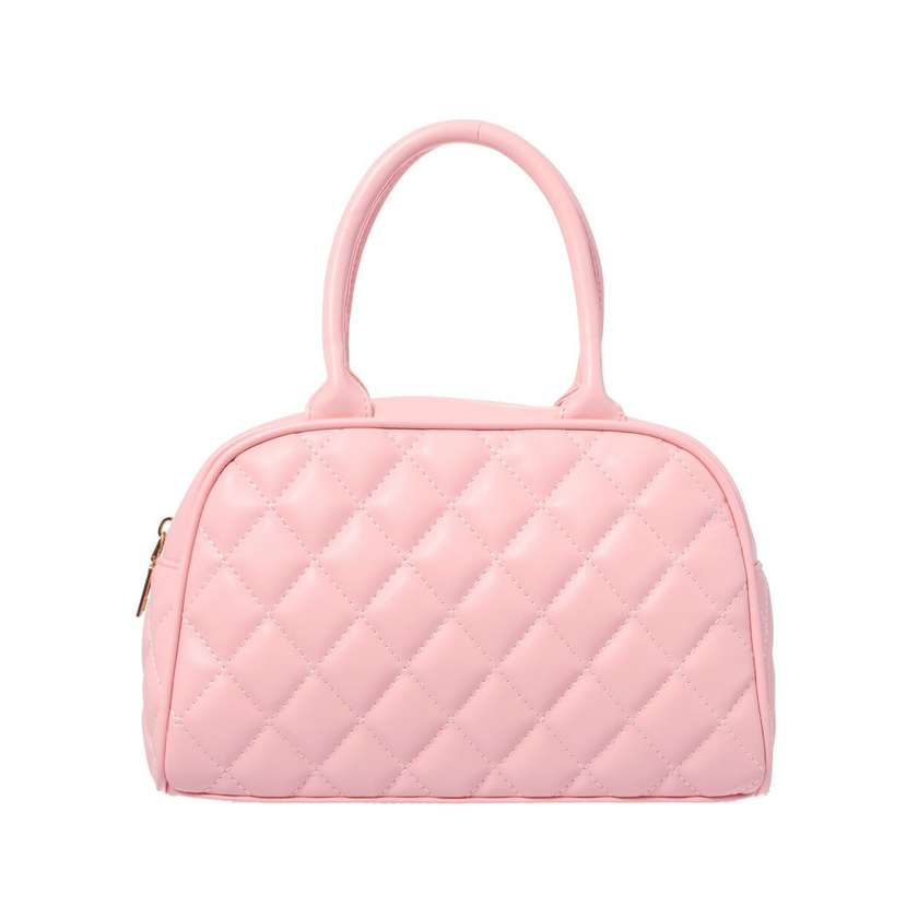 ჩანთა/Diamond Pattern Quilted Bowling Bag (Pink)