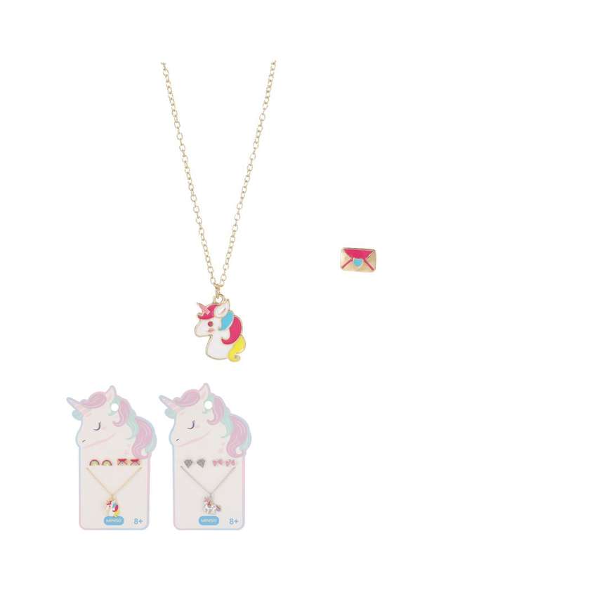 Unicorn Series Rainbow Bowknot Necklace & Earrings Set (5 pcs)