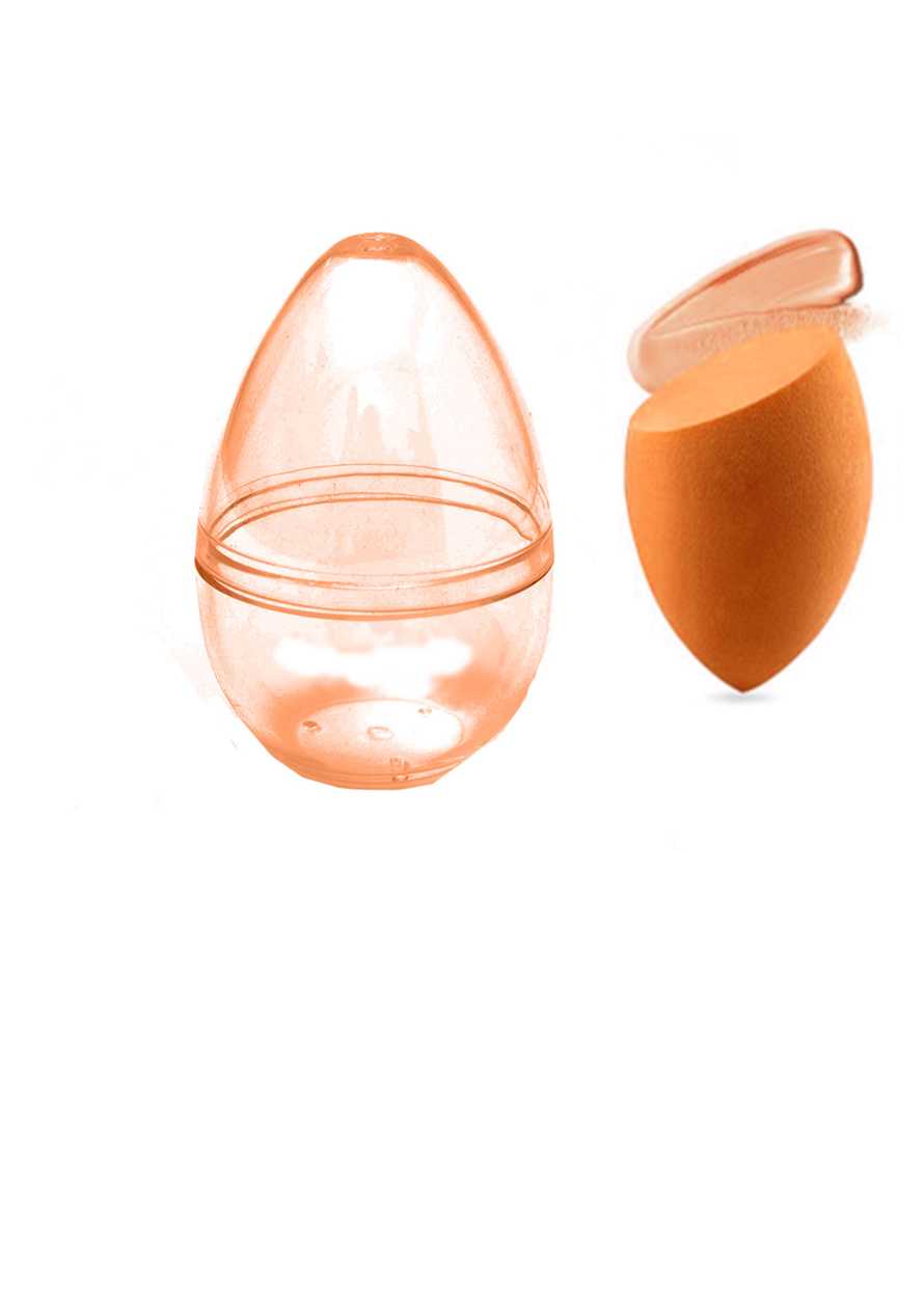 მაკიაჟის ღრუბელი/Slanted Makeup Sponge with Transparent Travel Case (Orange)