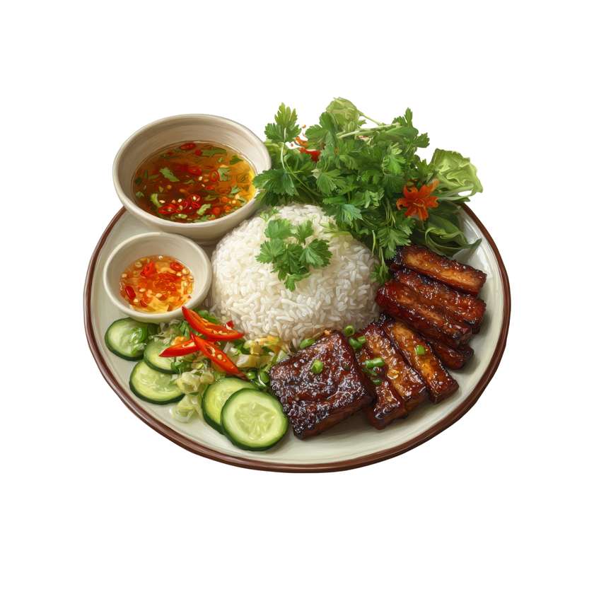 Com Dui Nuong Ga Sot Ngu Vi
