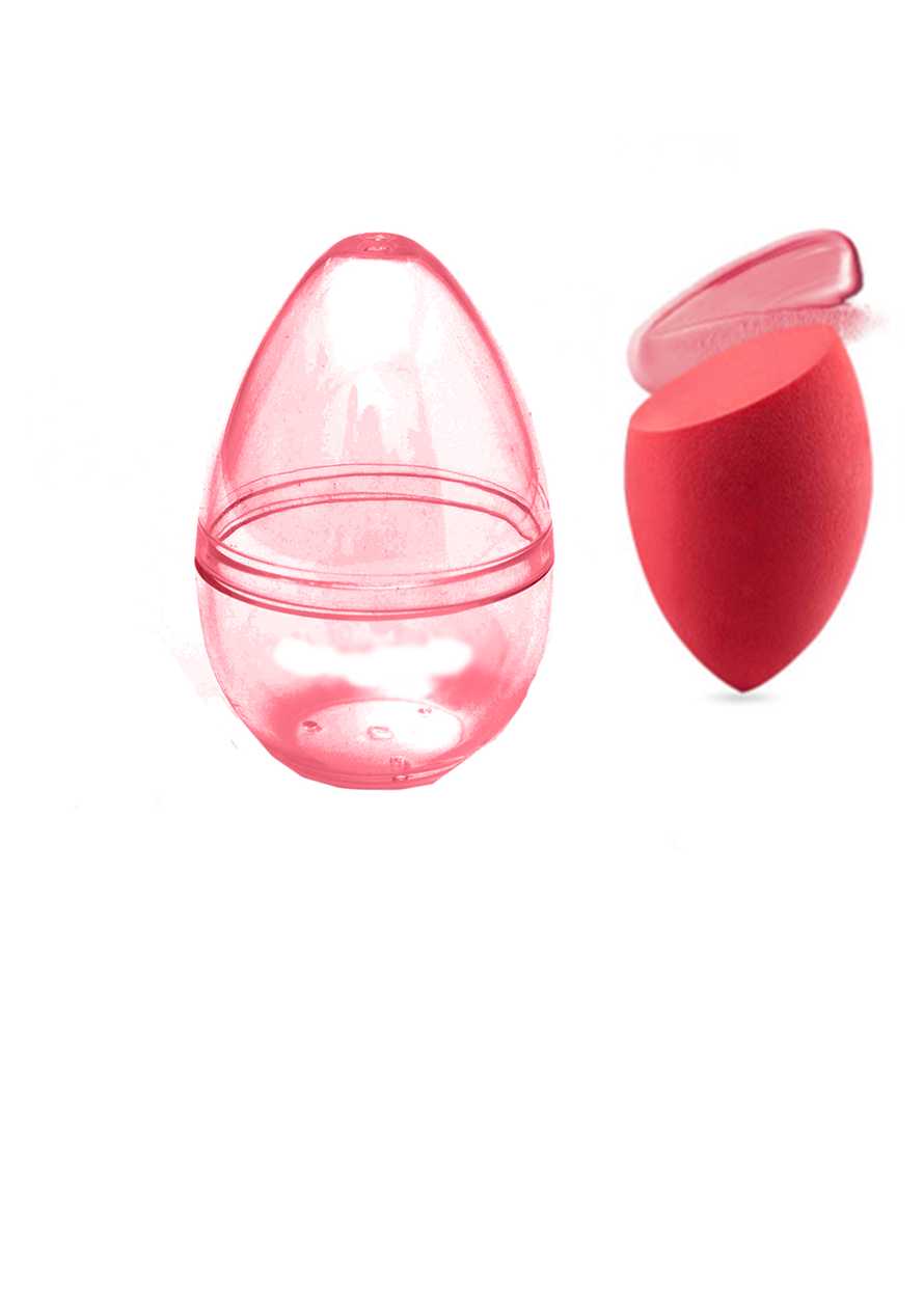 მაკიაჟის ღრუბელი/Slanted Makeup Sponge with Transparent Travel Case (Red)