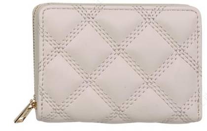 ქალის საფულე/Womens Diamond Pattern Quilted Bifold Zipper Wallet (Off-White)