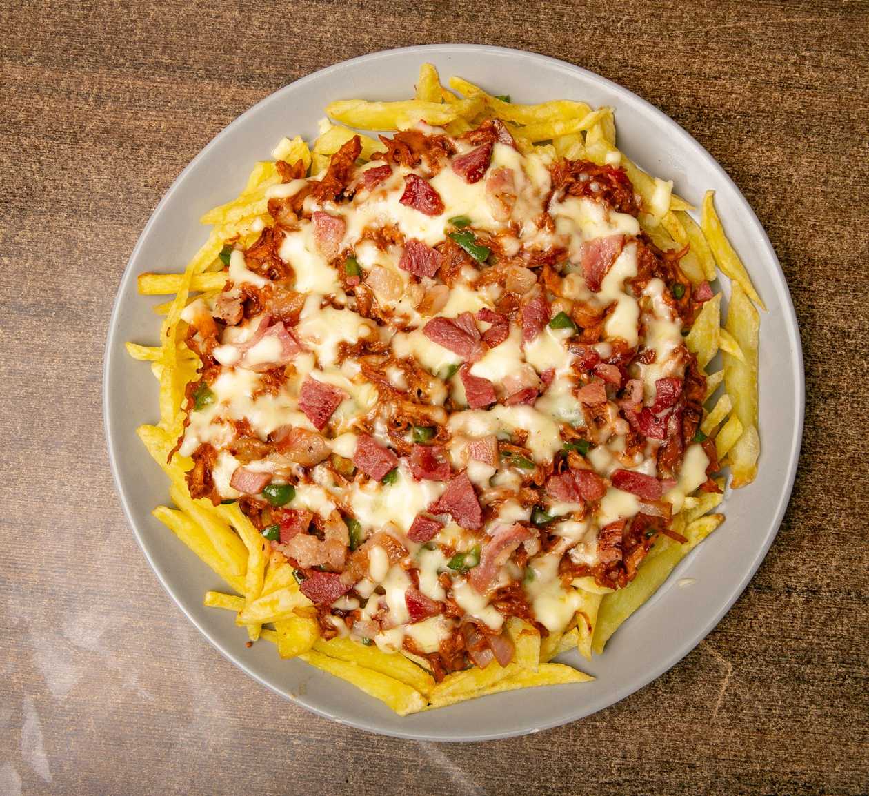 Chicken bacon and cheese loaded fries
