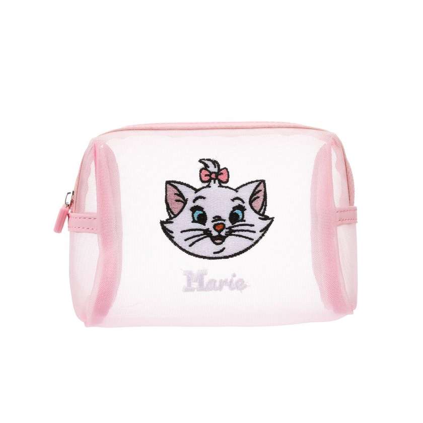 Disney Cat Collection Mesh Trapezoid Cosmetic Bag(Pink,Marie)