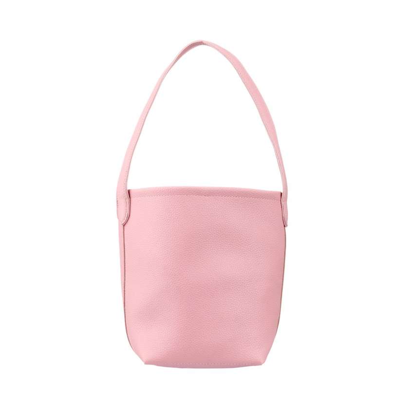 ჩანთა/Litchi Pattern Solid Color Zipper Shoulder Bag (Light Pink)