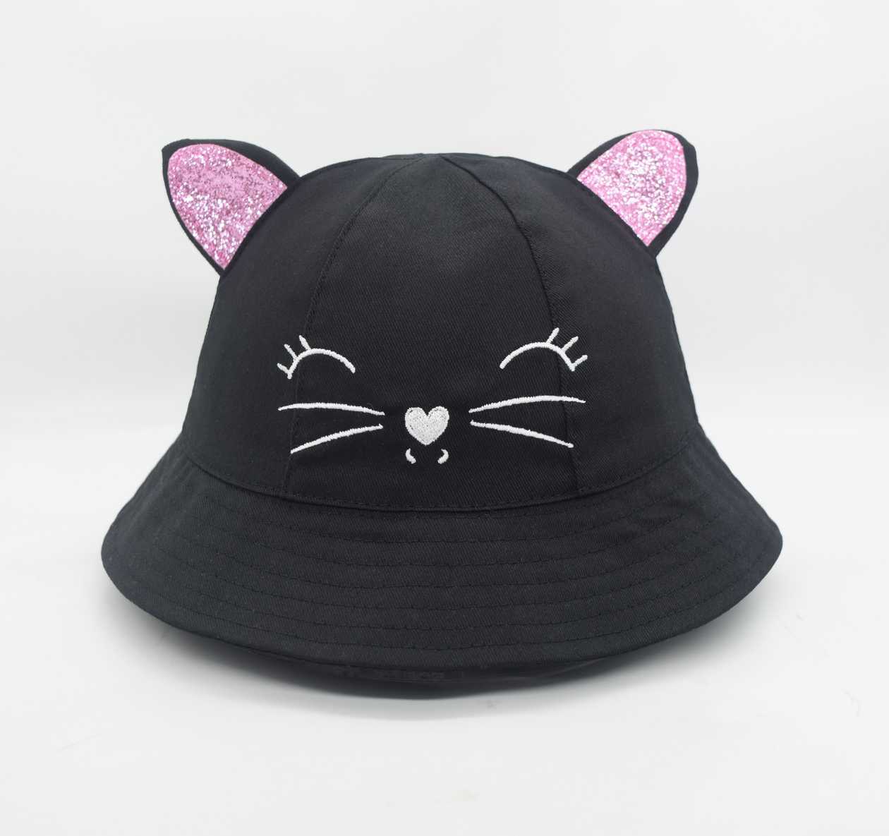 Glitter Kitten Kids Bucket Hat (Pink)