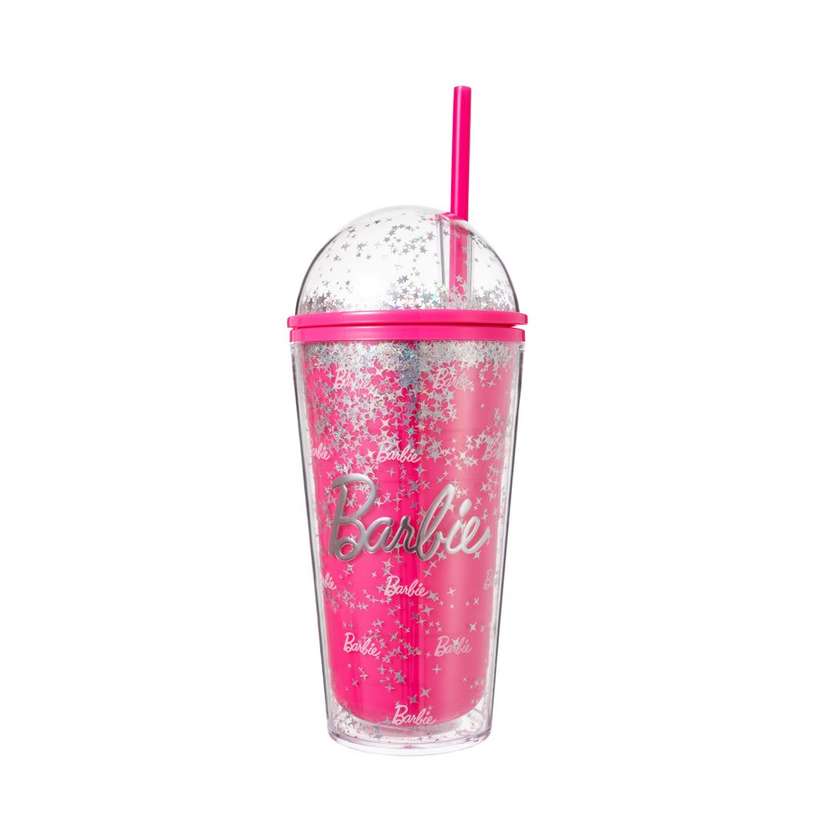 ჭიქა საწრუპით/Barbie Collection Double Wall Plastic Tumbler with Straw (600mL)