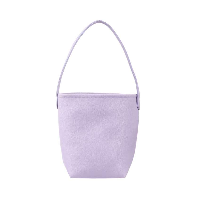 ჩანთა/Litchi Pattern Solid Color Zipper Shoulder Bag (Light Purple)