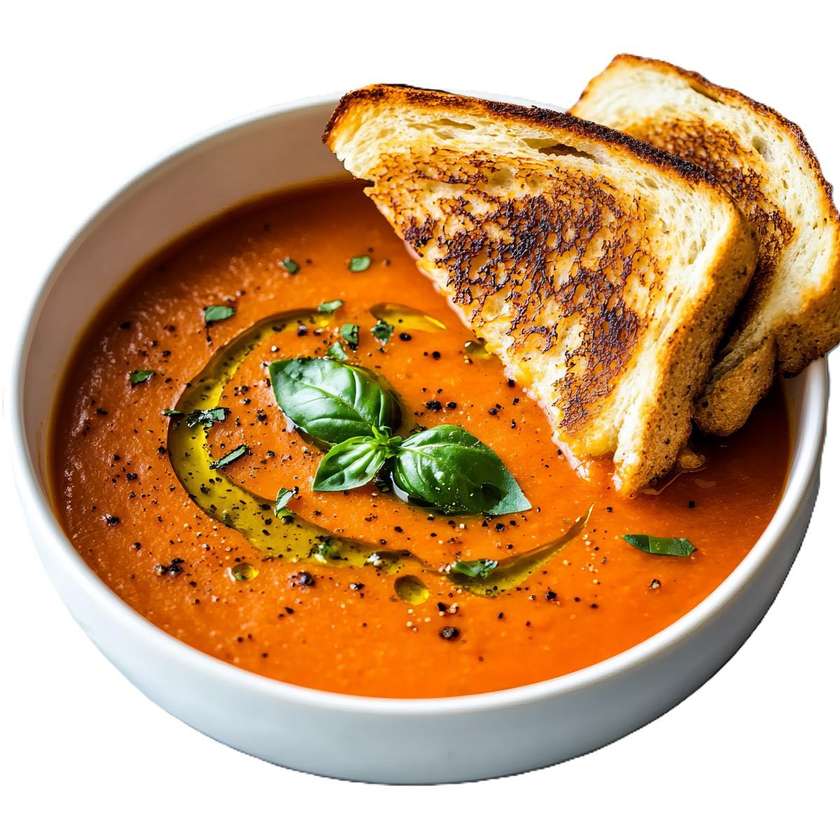 Zuppa di pomodoro con olive e pane