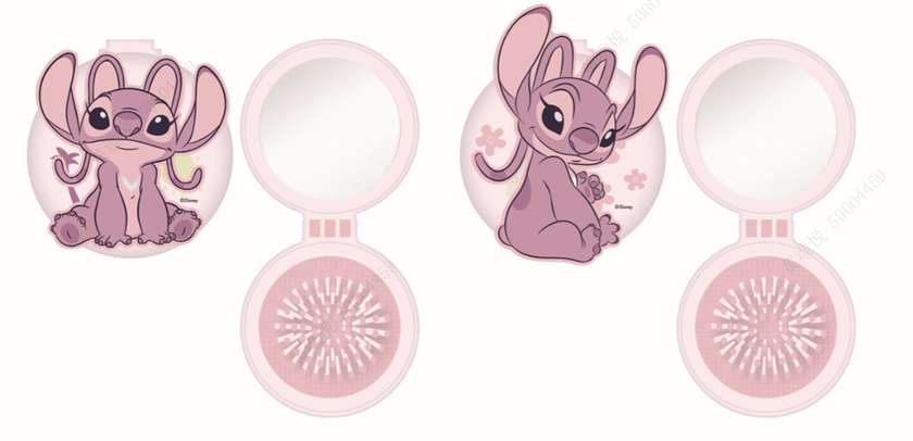 სავარცხელი სარკით/Disney Pink Collection Folding Hair Brush with Mirror (Sitting Posture)