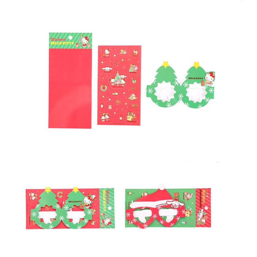 დეკორატიული სათვალე და სტიკერები/Sanrio characters Christmas Collection Glasses Guka Stickers (2 Assorted Models)
