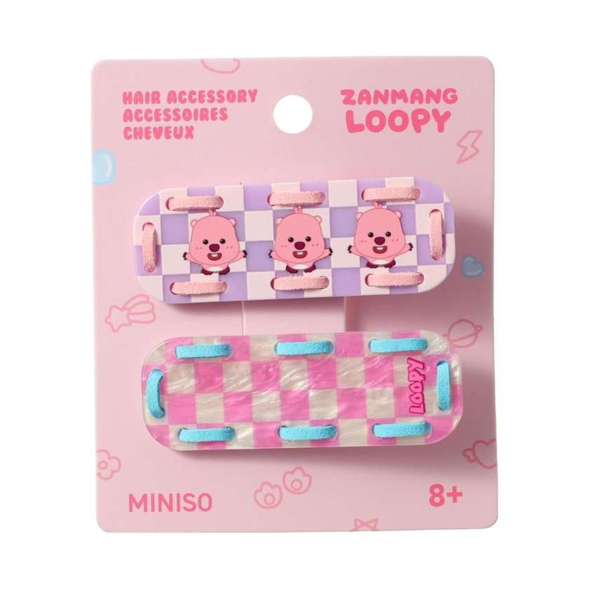 თმის სამაგრი/Zanmang Loopy Collection Checkered Hair Clips (2 pcs)