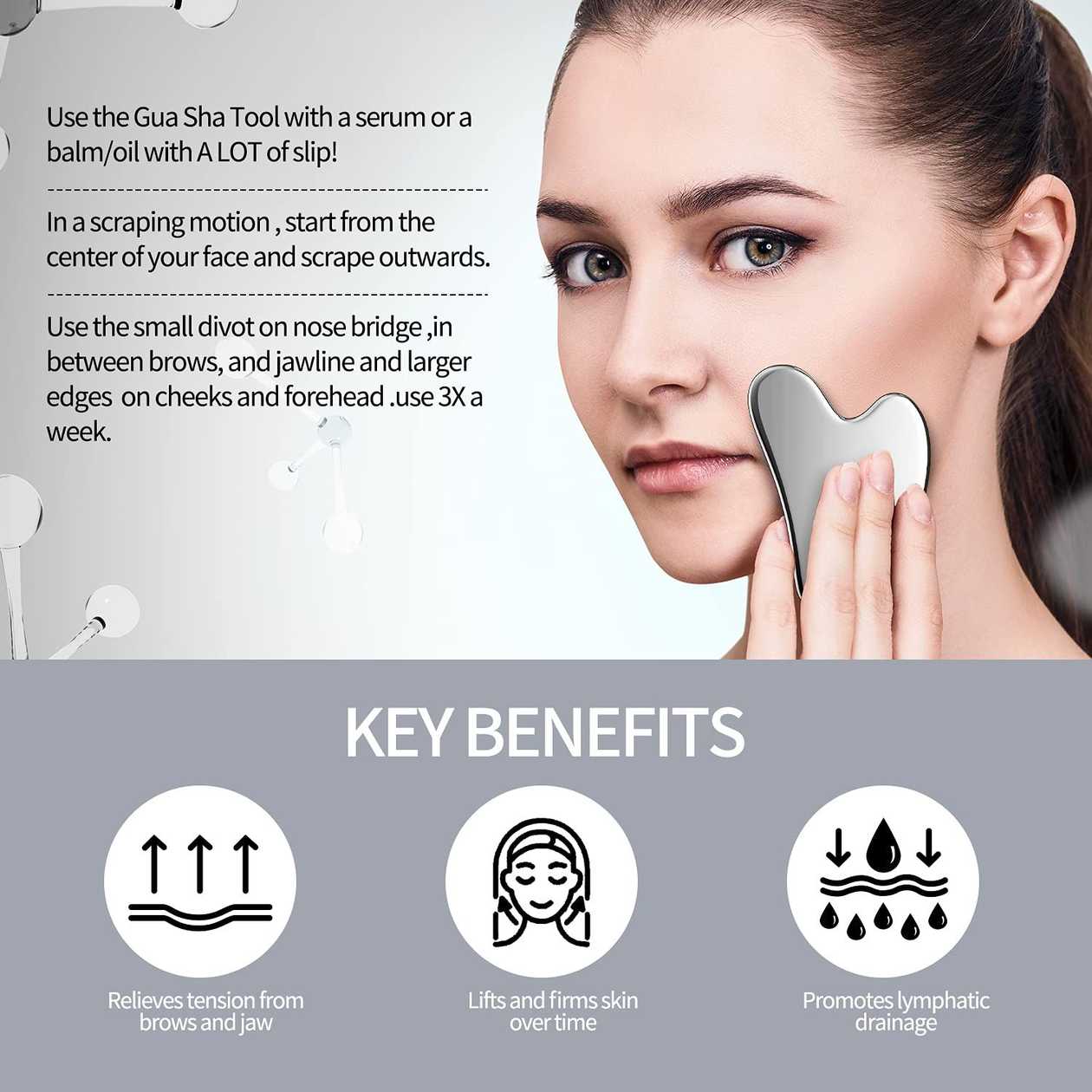 სახის მასაჟორი/Heart Stainless Steel Guasha Massager