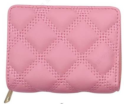 ქალის საფულე/Womens Diamond Pattern Quilted Bifold Zipper Wallet(Pink)