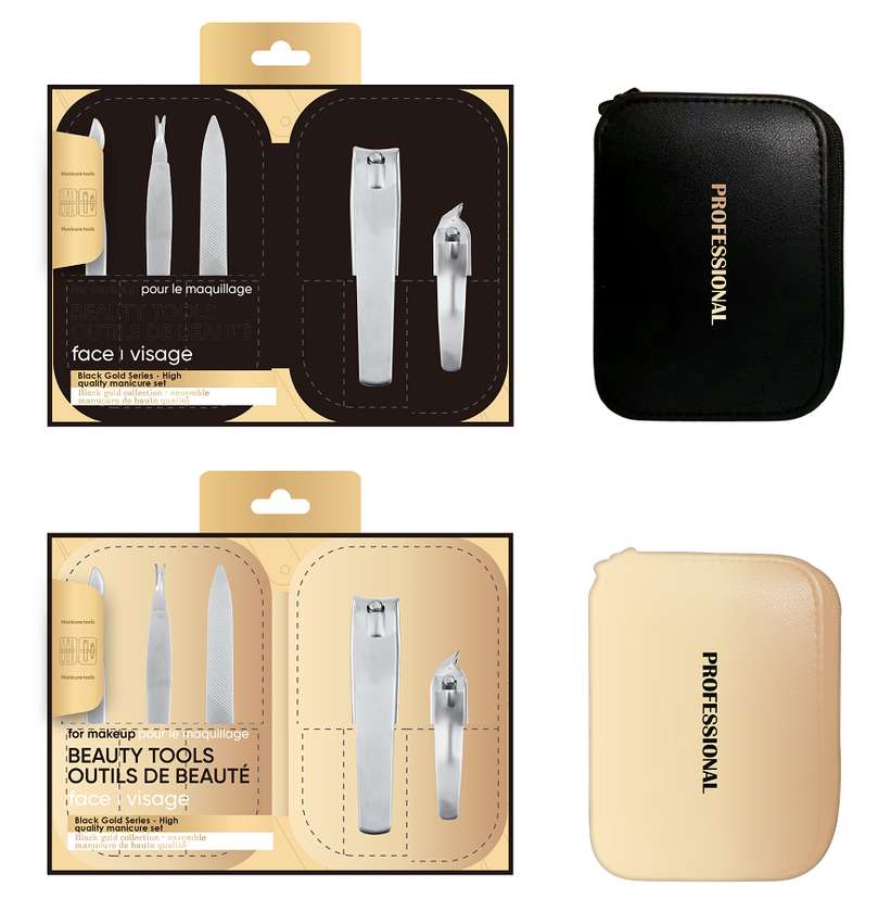 ფრჩხილის მოვლის ნაკრები/Black Gold Series 5-Piece Manicure Set with Zipper Storage Bag