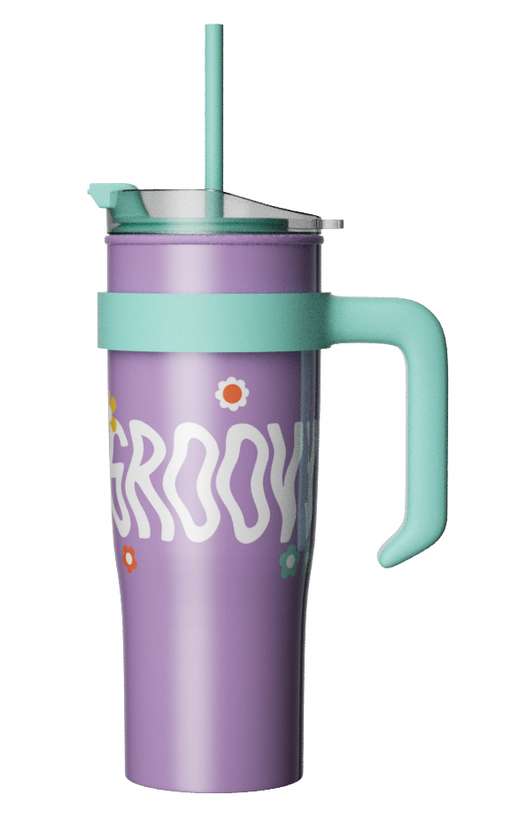 Sweet Funk Large Capacity Tumbler with Straw (1600mL)(Purple Green)