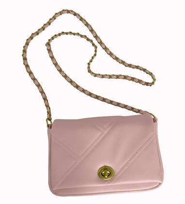 ჩანთა/Classic Quilted Crossbody Bag with Lock (Light Pink)