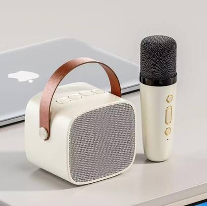 მიკროფონი და დინამიკი/Microphone & Wireless Speaker Set  Model: M8 (Beige)