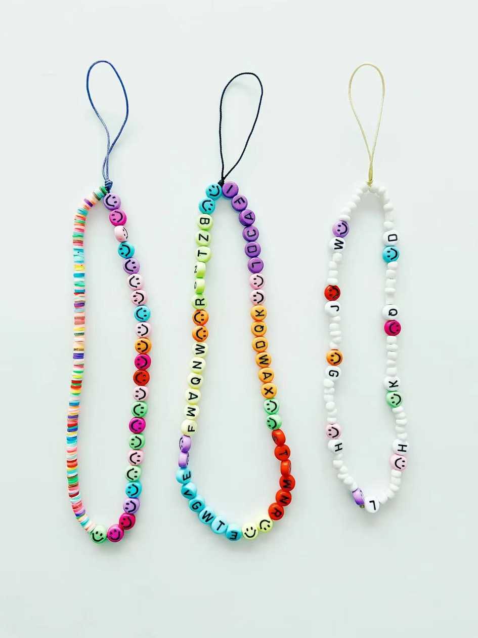 მობილურის საკიდი/Smiley Face Beaded Phone Charm
