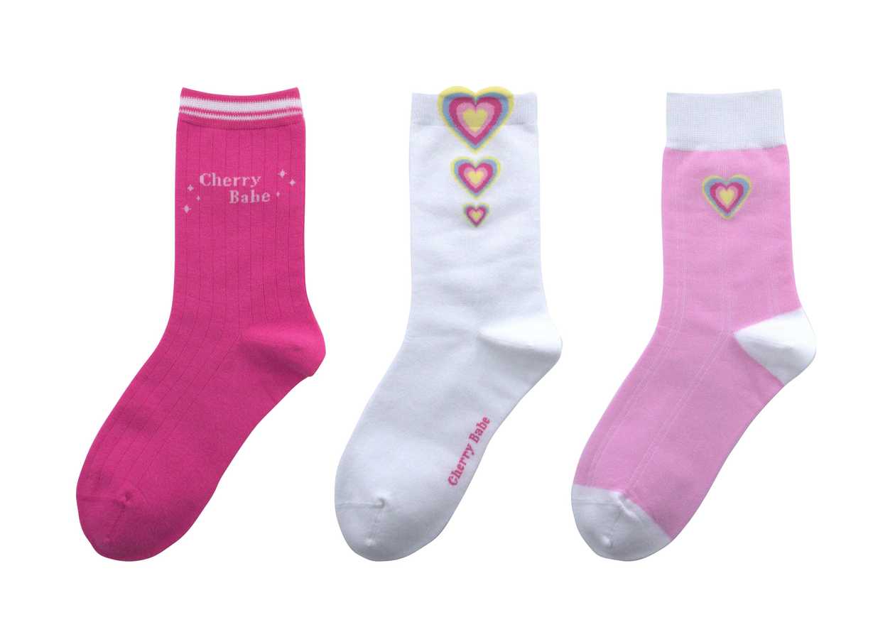 წინდა/Cherry Valentine Crew Socks (3 Pairs)