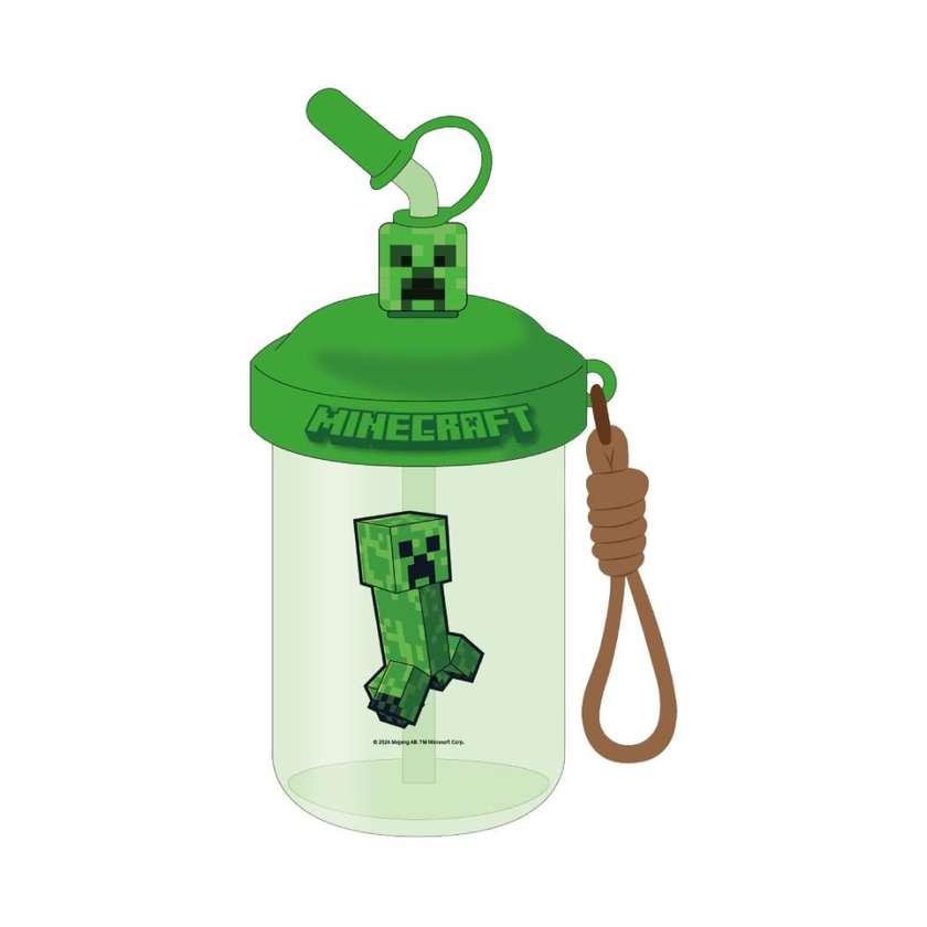 Minecraft Plastic Bottle with Stir Straw 680mL