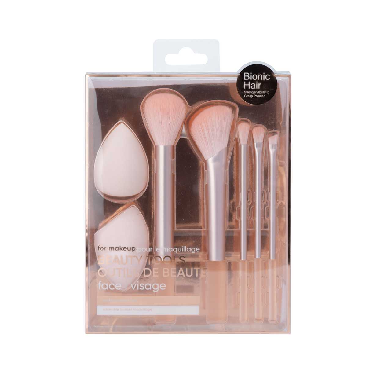 მაკიაჟის ფუნჯების ნაკრები/Makeup Brush & Makeup Sponge (7 pcs, Pink)