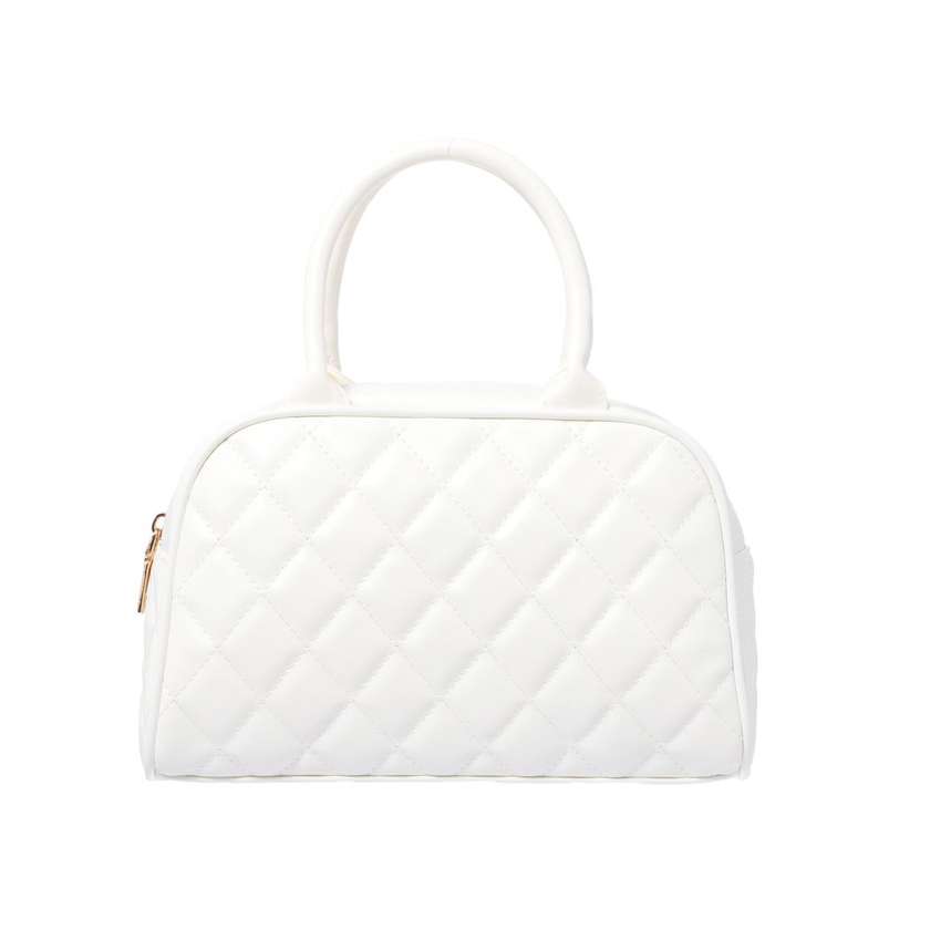 ჩანთა/Diamond Pattern Quilted Bowling Bag (White)