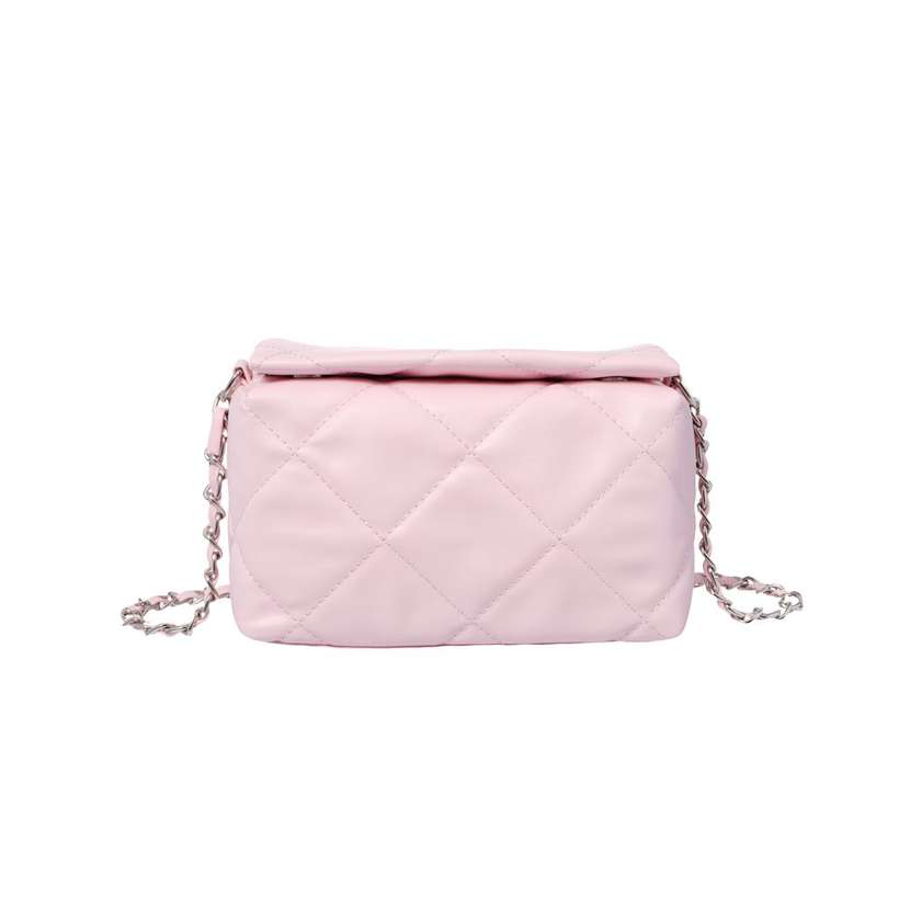 Diamond Pattern Quilted Crossbody Bag(Light Pink)