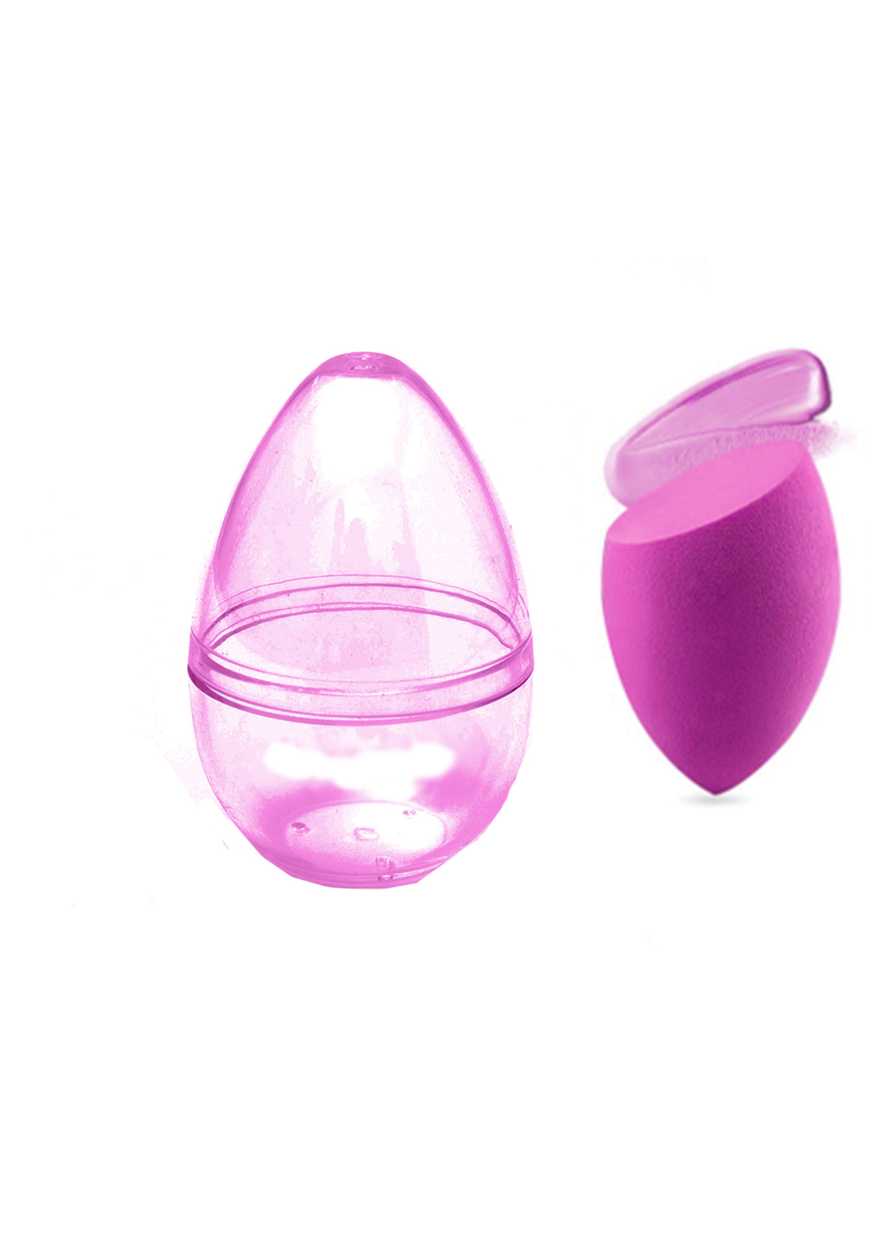 მაკიაჟის ღრუბელი/Slanted Makeup Sponge with Transparent Travel Case (Fuchsia)