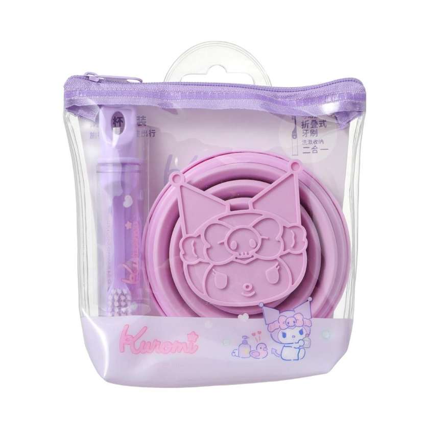 Kuromi Foldable Toothbrush & Bathroom Cup
