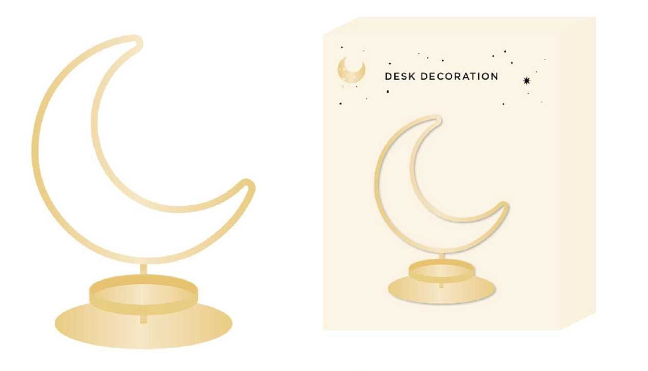 Golden Moon Series Iron Candle Holder (Gold) (Moon)