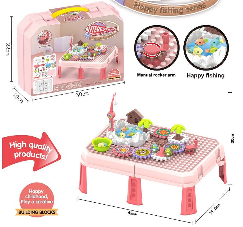 ასაწყობი სათამაშო/Big Building Block Series Fishing Pond  Building Block Table