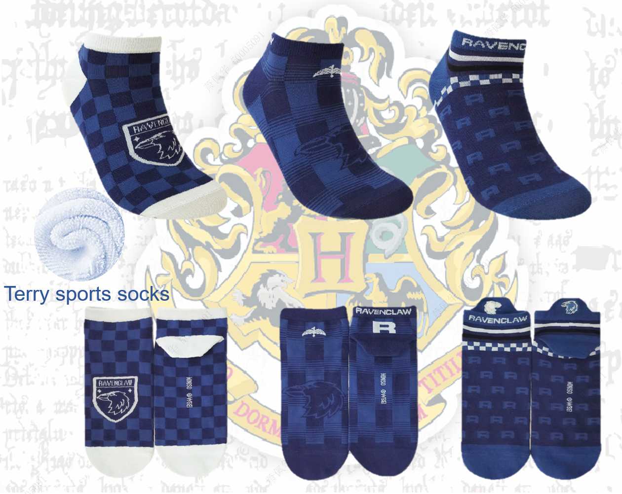 Harry Potter Mens Athletic Ankle Socks (3 Pairs)(Ravenclaw)