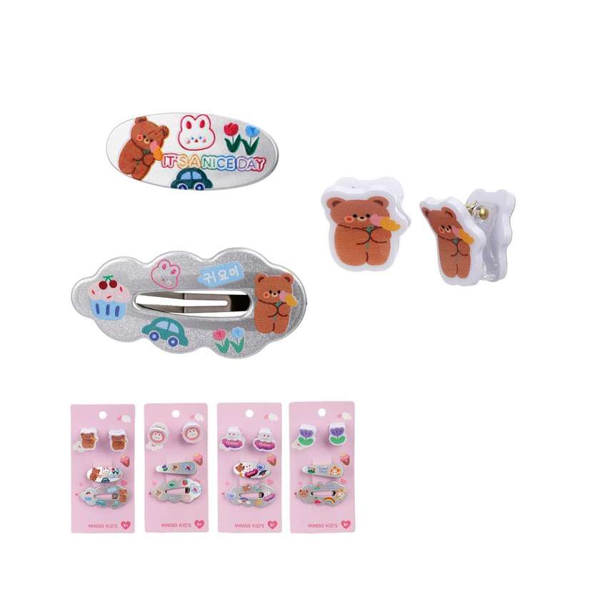 Cartoon Series Silver Hair Clips (4 pcs)