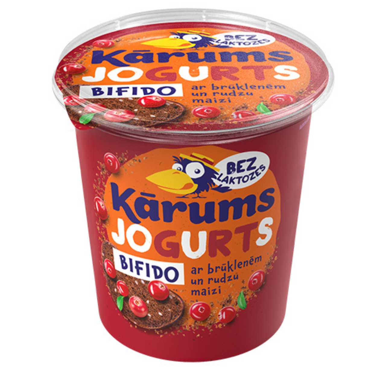 Bifido jogurtas su bruknėmis ir rugine duona be laktozės KARUMS, 350g (baigiasi galiojimas)