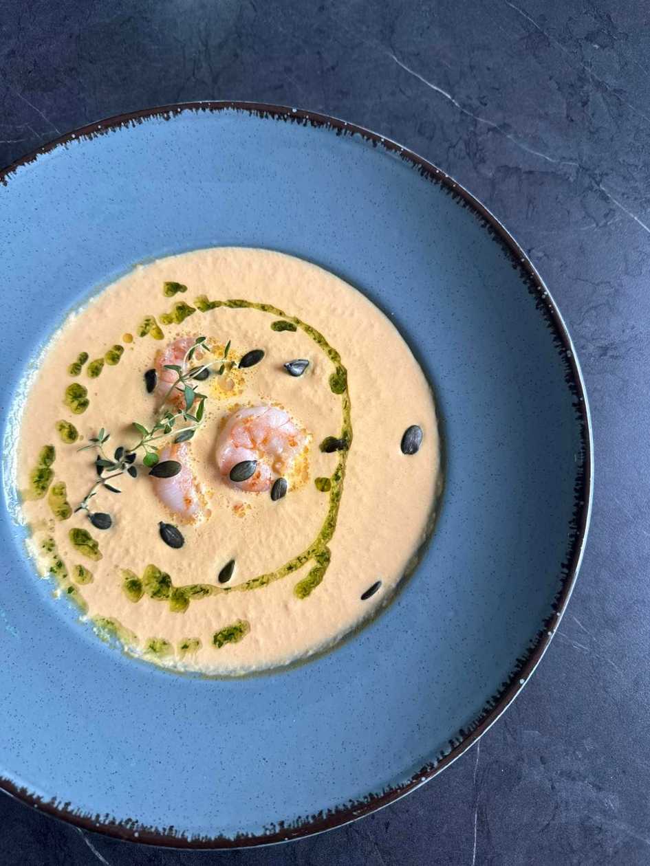Pumpkin Soup with Shrimp