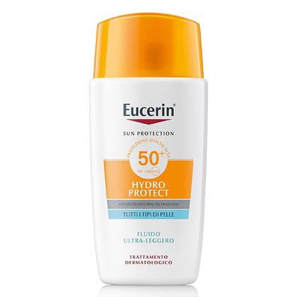 ეუცერინი - SUN Hydro protect  სახის მზისგან დამცავი SPF 50+ ფლუიდი 50მლ 0354
