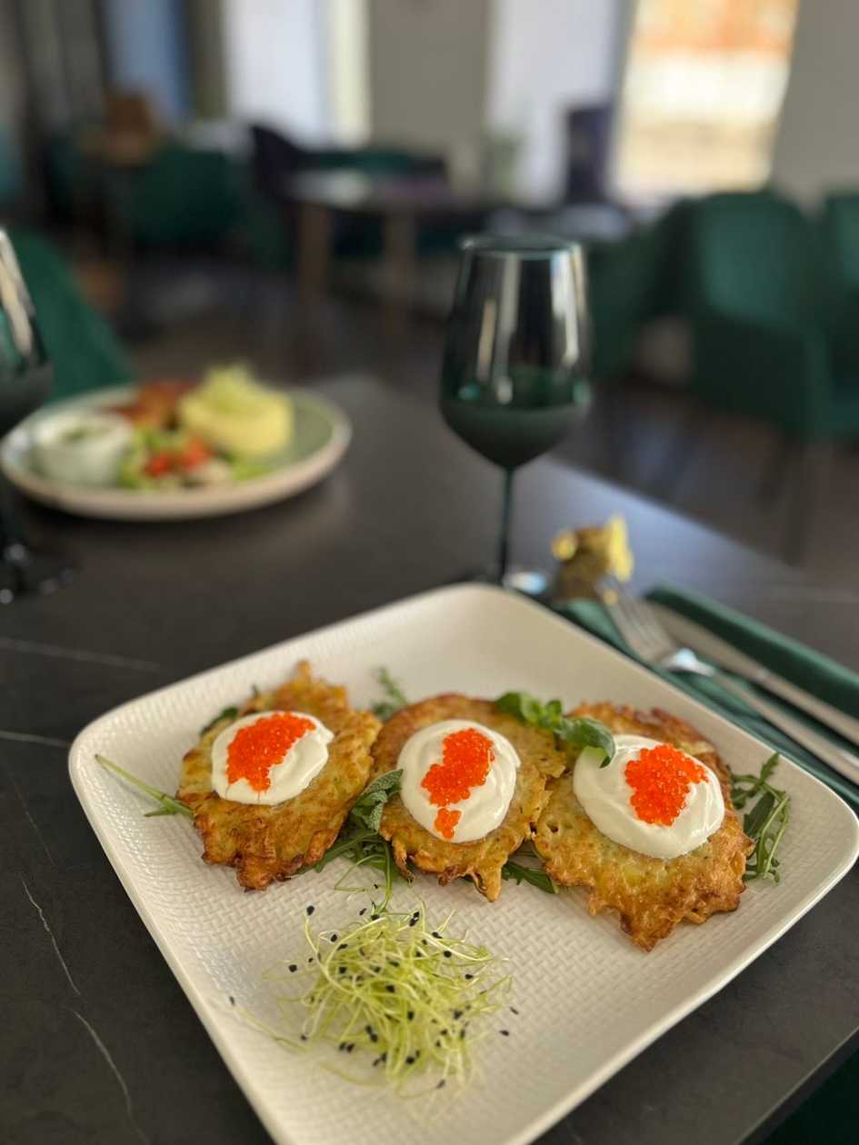 Potato Draniki with Caviar and Sour Cream