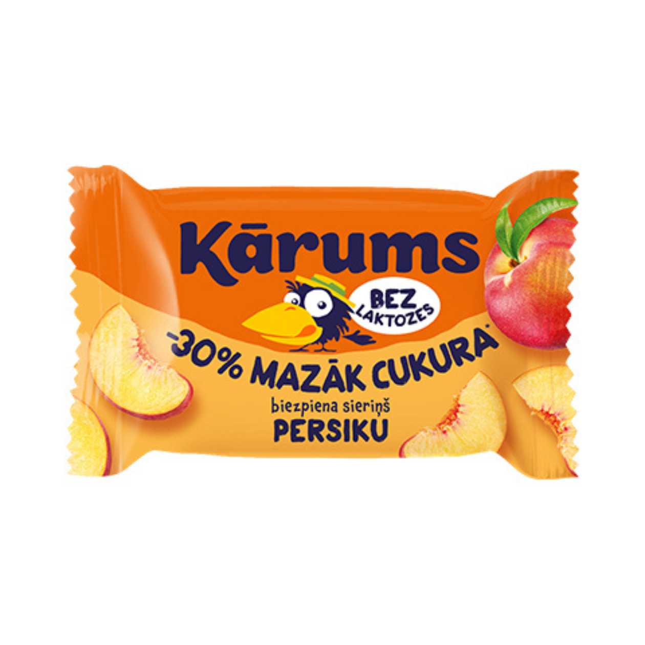 Persikų skonio varškės sūrelis be laktozės KARUMS, 40g (baigiasi galiojimas)