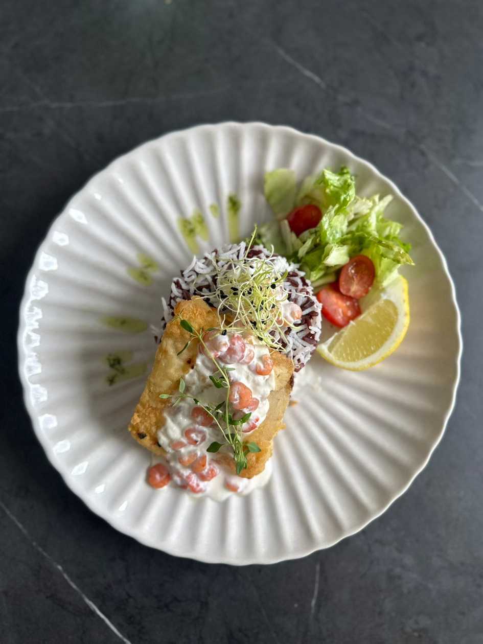 Whitefish with Shrimp Sauce and Rice