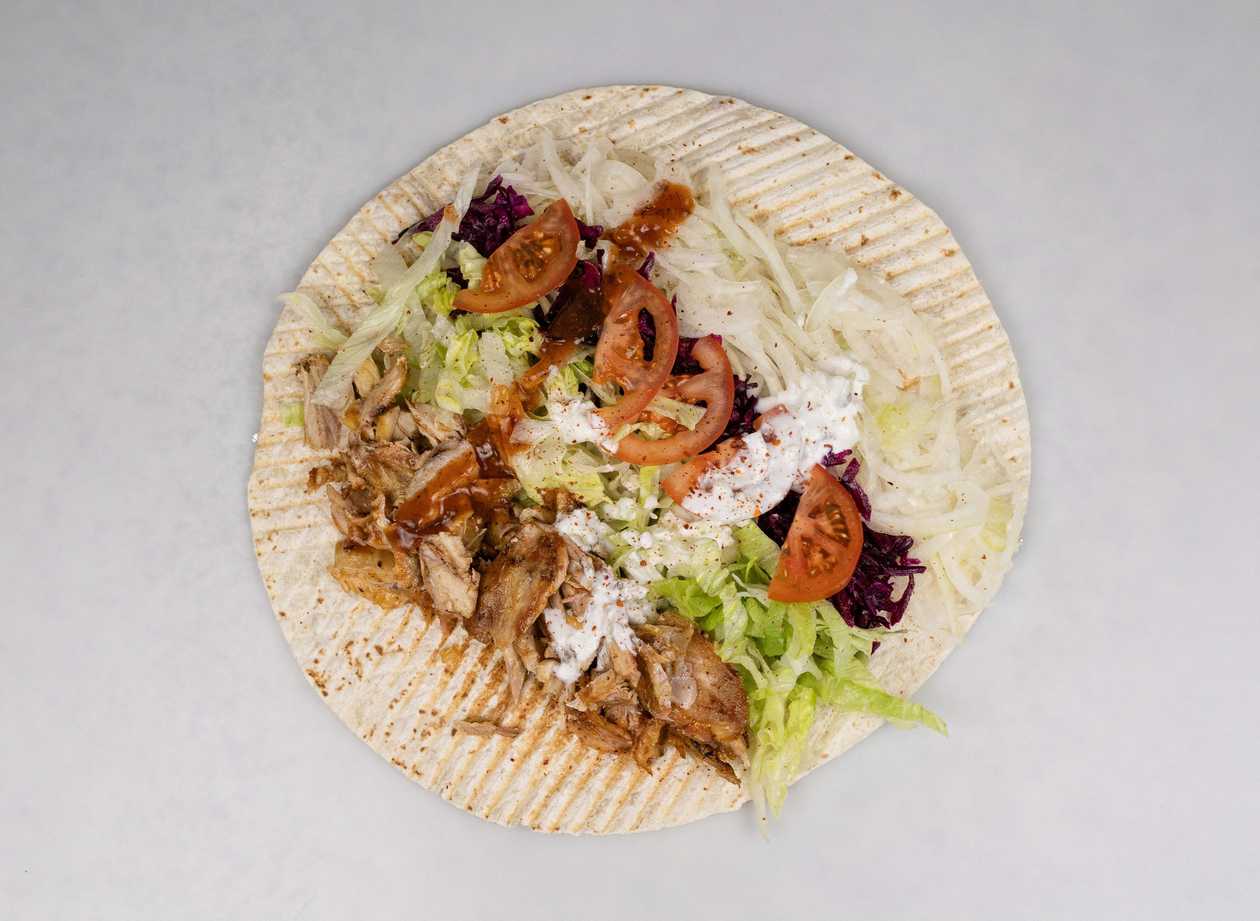 Chicken kebap in pancake