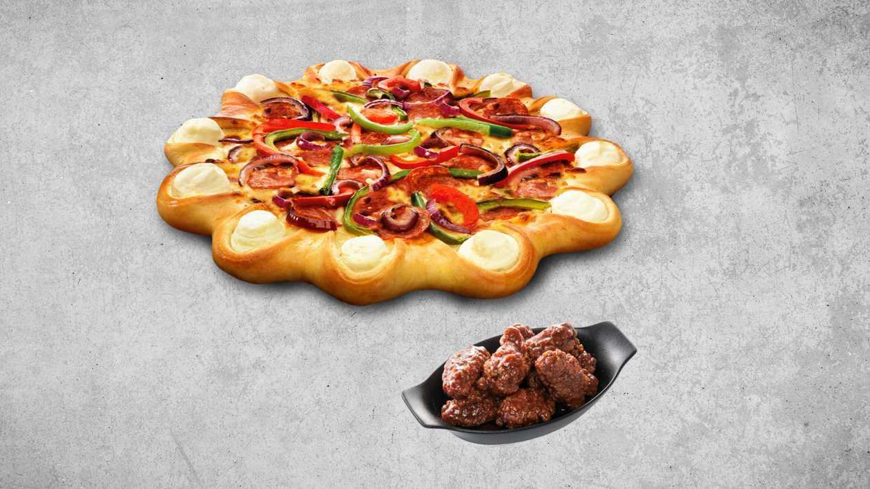 Large Crown Pizza + Wing Street 10 pcs.