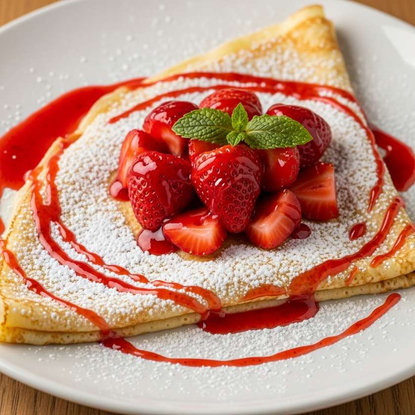 Crepe with Fresh Strawberries